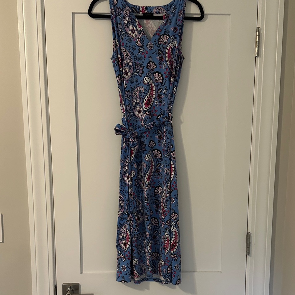 Talbots Paisley Print Blue Midi Dress